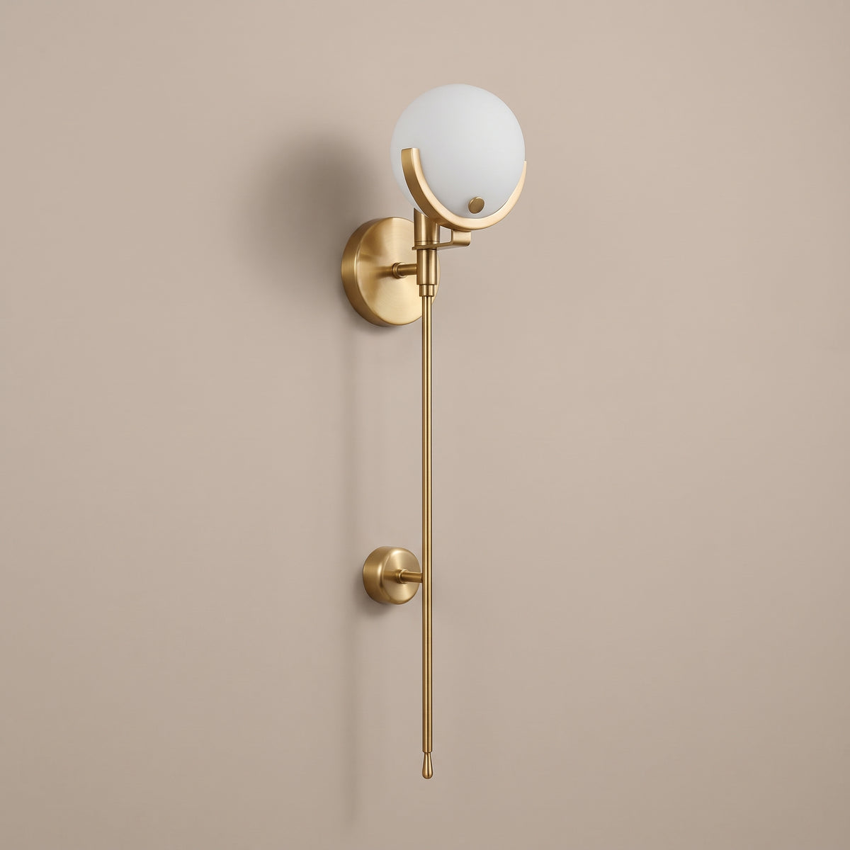 Croissant alabaster globe crescent wall sconce - side view, light off