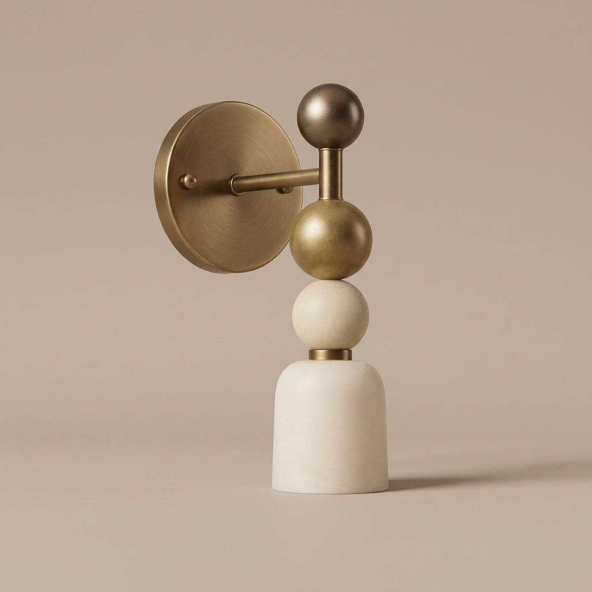 Totem stacked alabaster and marble wall sconce