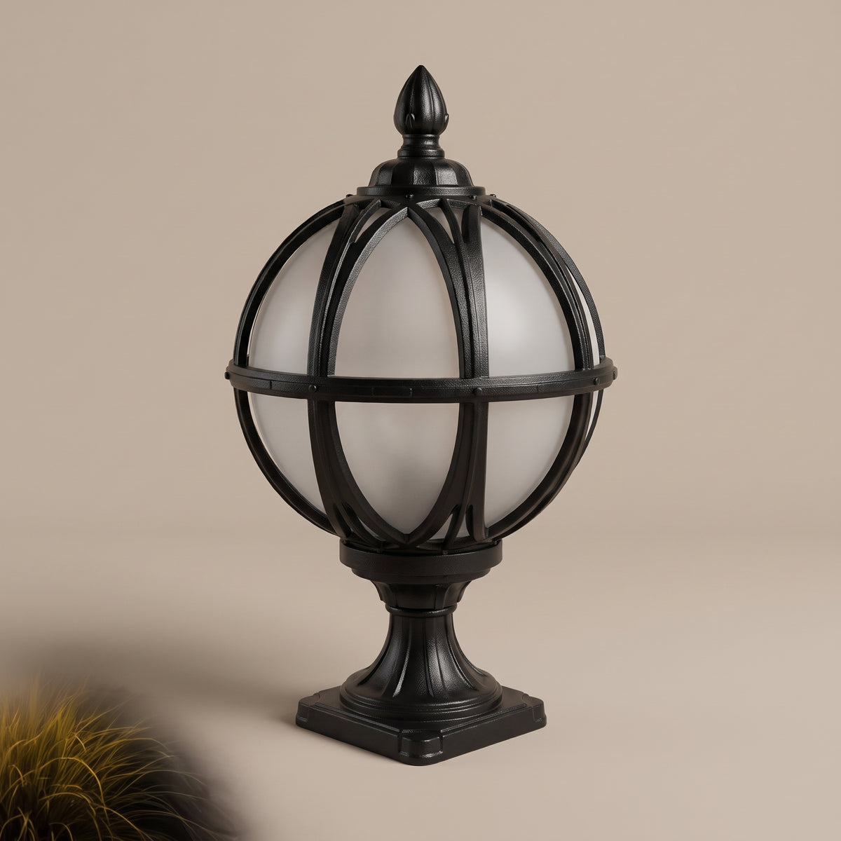 Borne globe outdoor post light detail