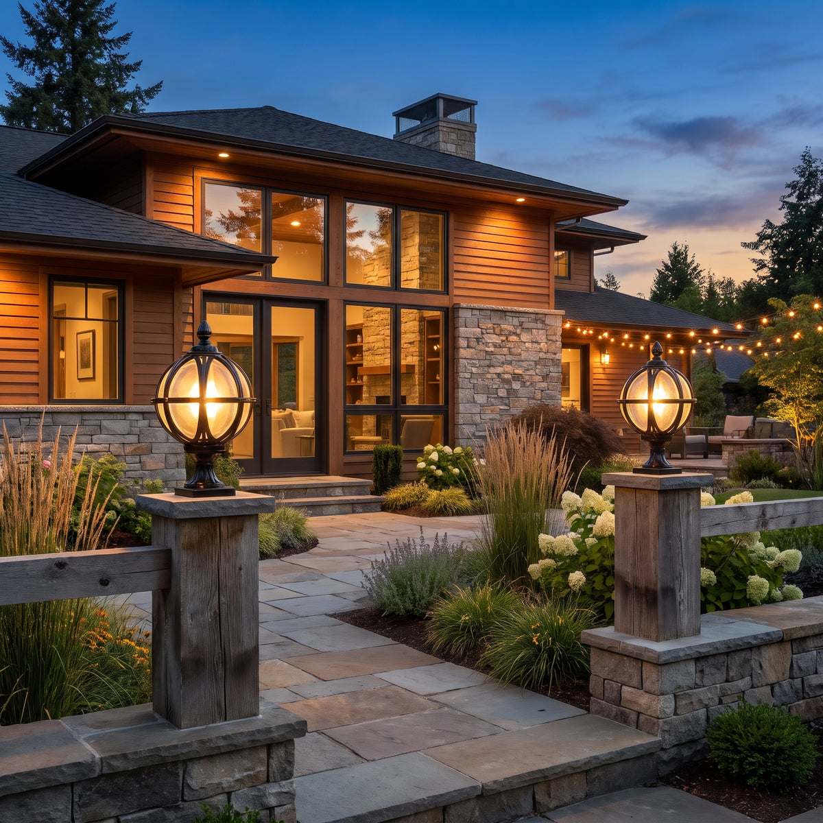 Borne globe outdoor post light lifestyle
