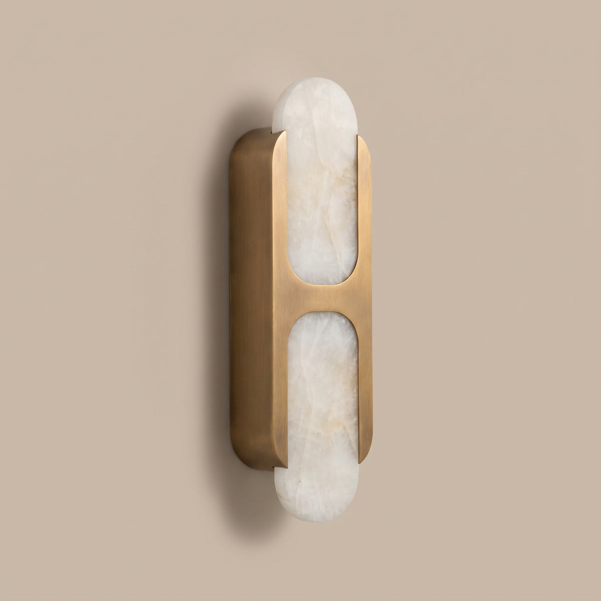 Capsule twin alabaster capsule wall sconce - side view, light off