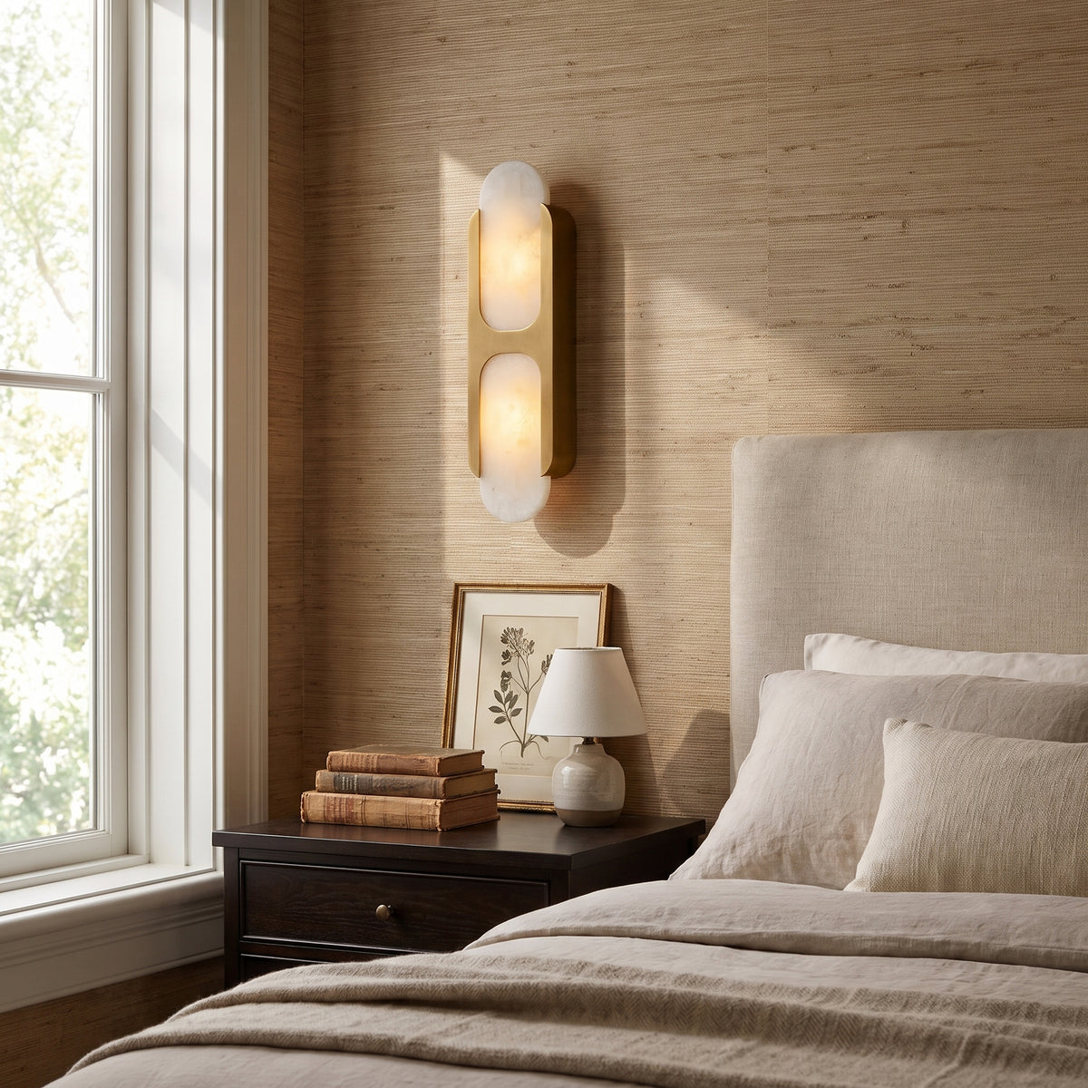 Capsule twin alabaster capsule wall sconce - interior styling