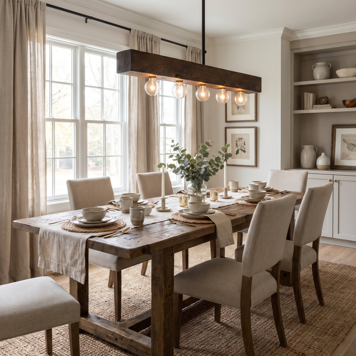 Poutre wood beam island chandelier - interior styling
