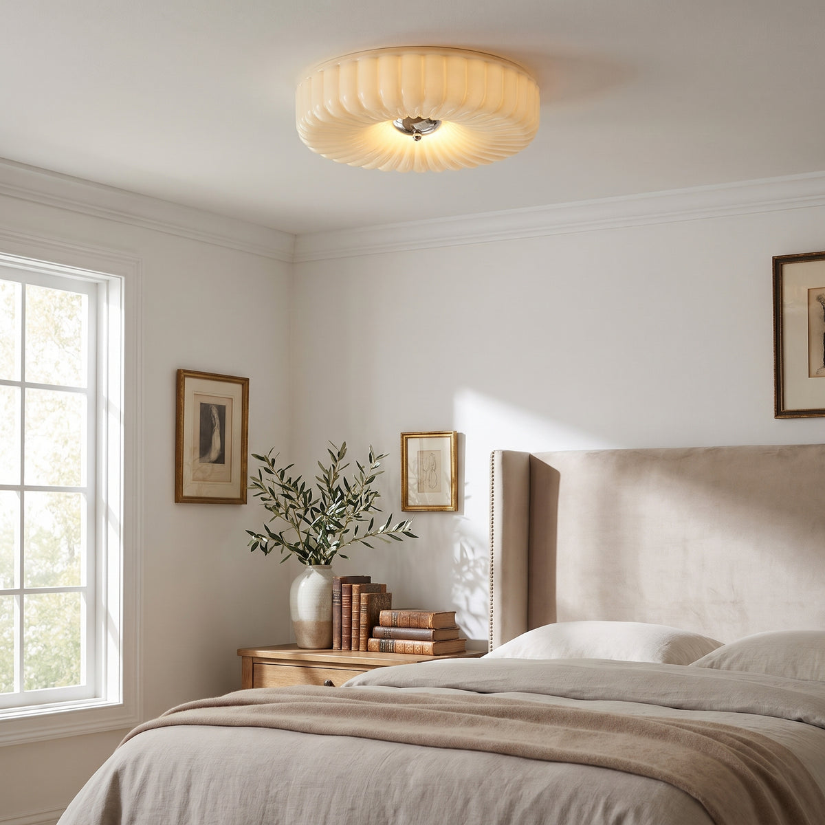 Vague wavy glass flush mount lifestyle 2