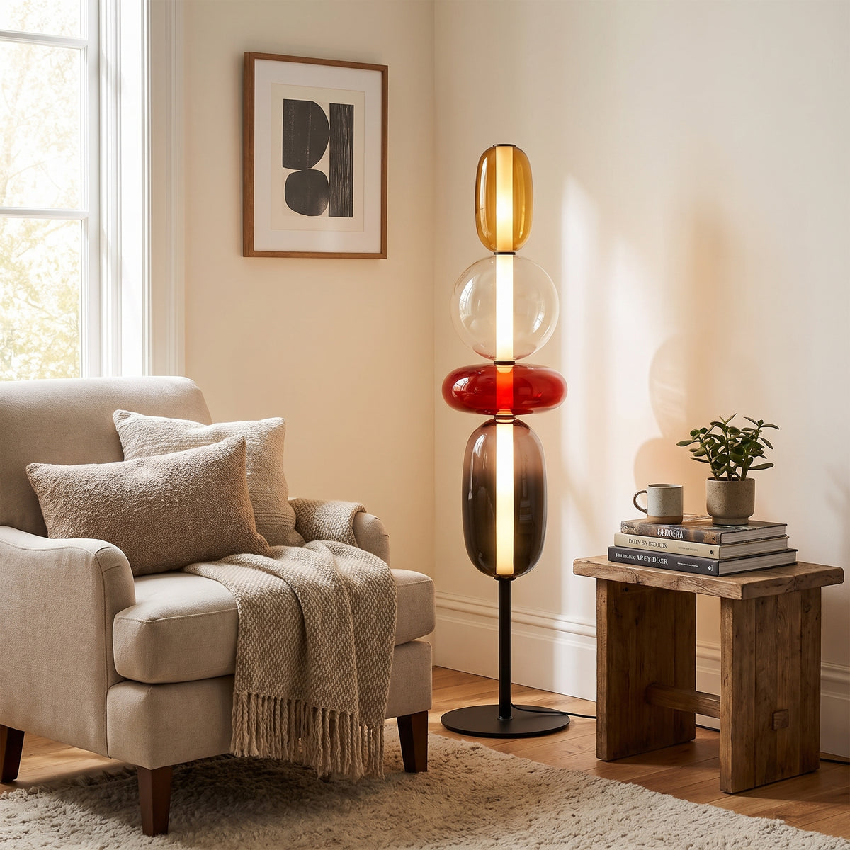 Confetti stacked glass pebble floor lamp