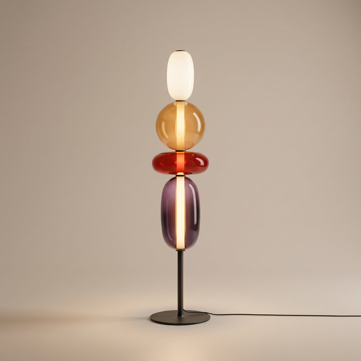 Confetti stacked glass pebble floor lamp