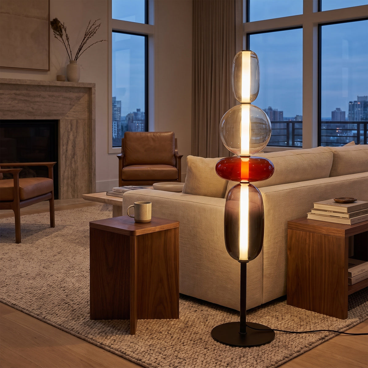 Confetti stacked glass pebble floor lamp