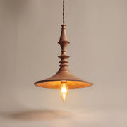 Toupie turned wood pendant light studio