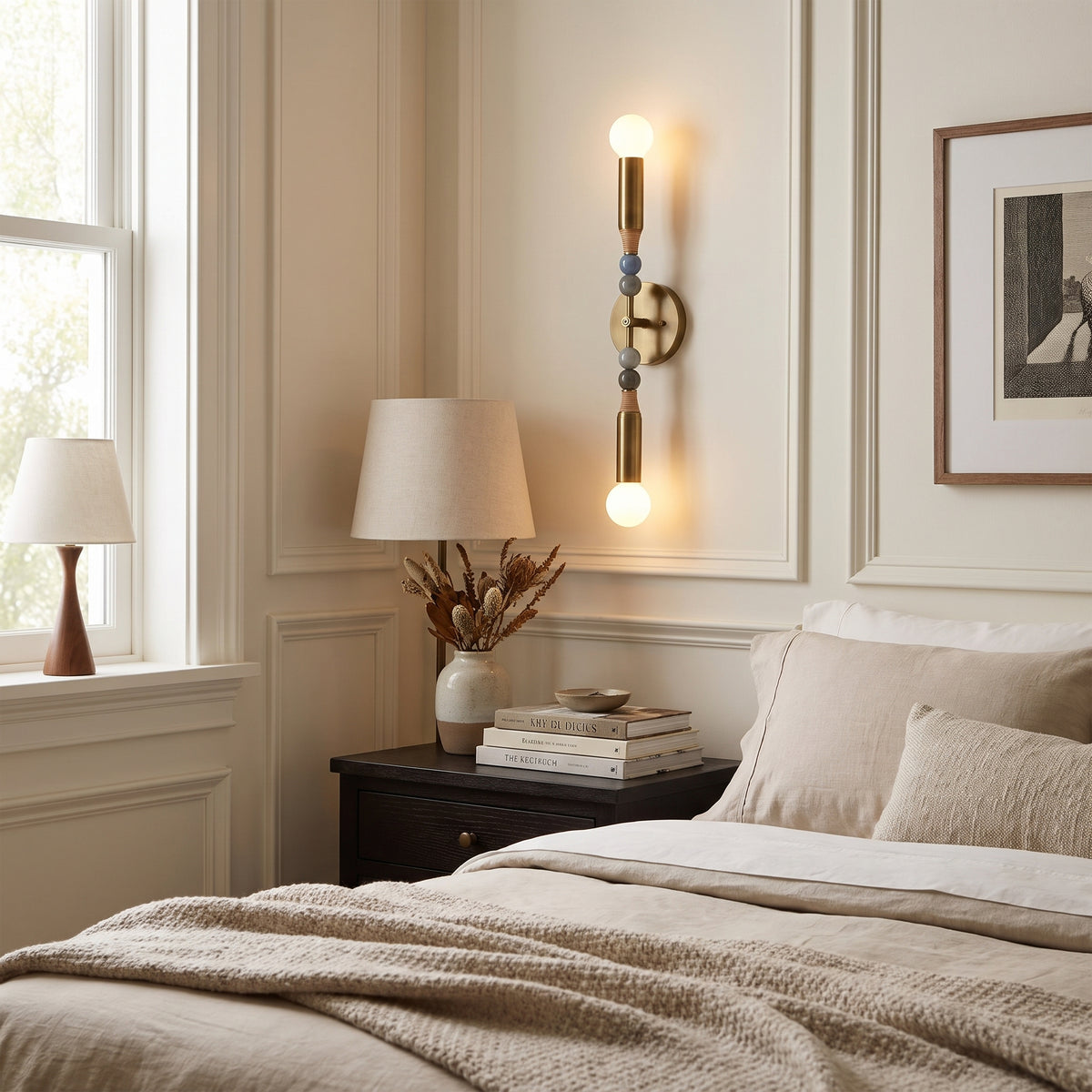 Marbella brass and marble up-down wall sconce