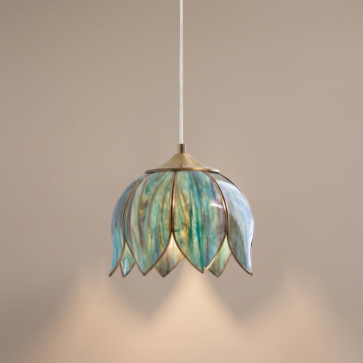 Lotus retro glass lotus pendant light