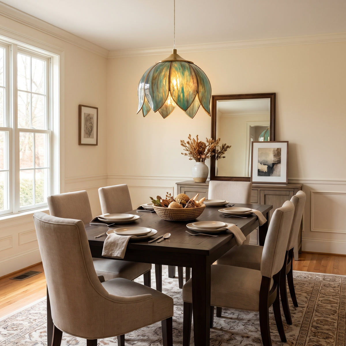 Lotus retro glass lotus pendant light