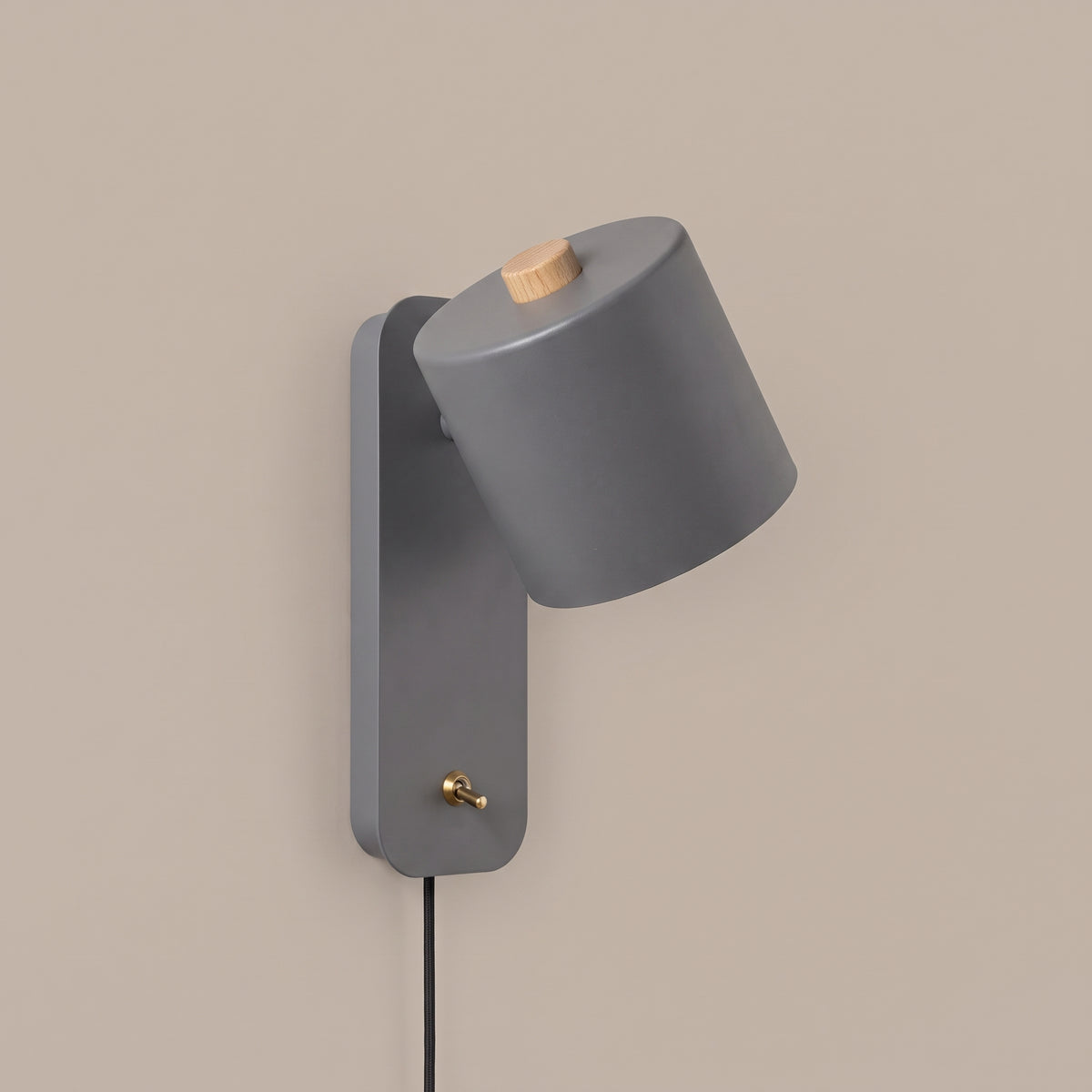 Pivot rotating cylinder wall lamp - side view, light off