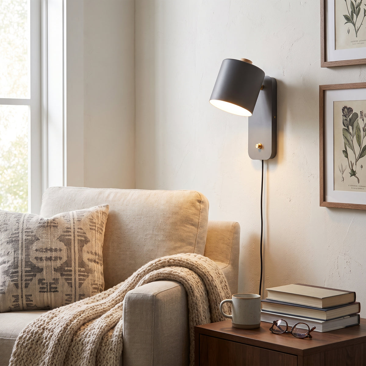 Pivot rotating cylinder wall lamp - interior styling