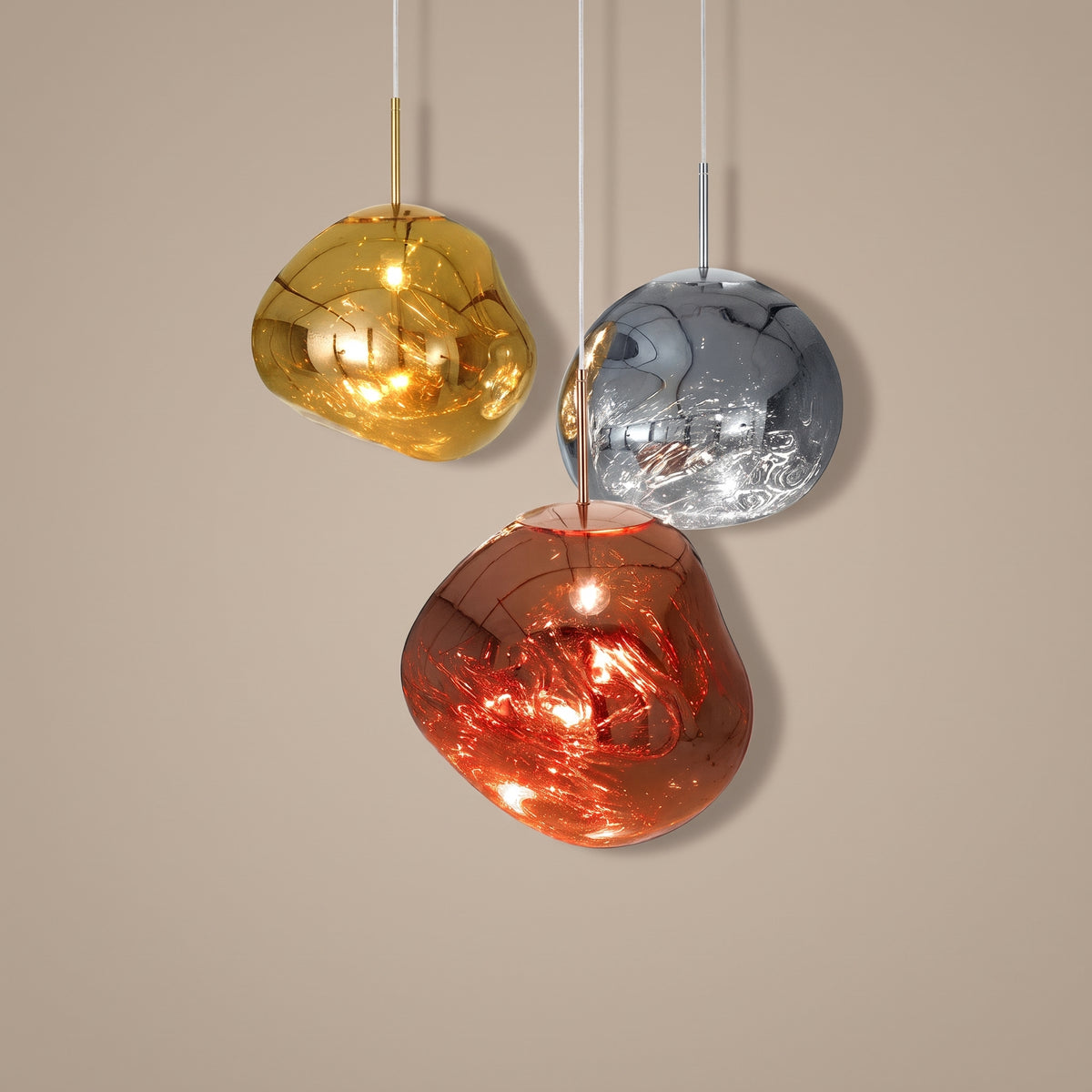 Lave molten metal pendant lamp