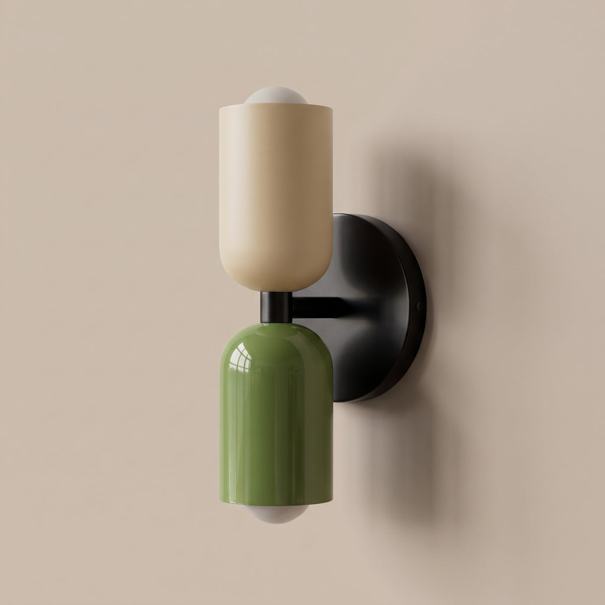 Bicolore color-block double wall lamp - side view, light off