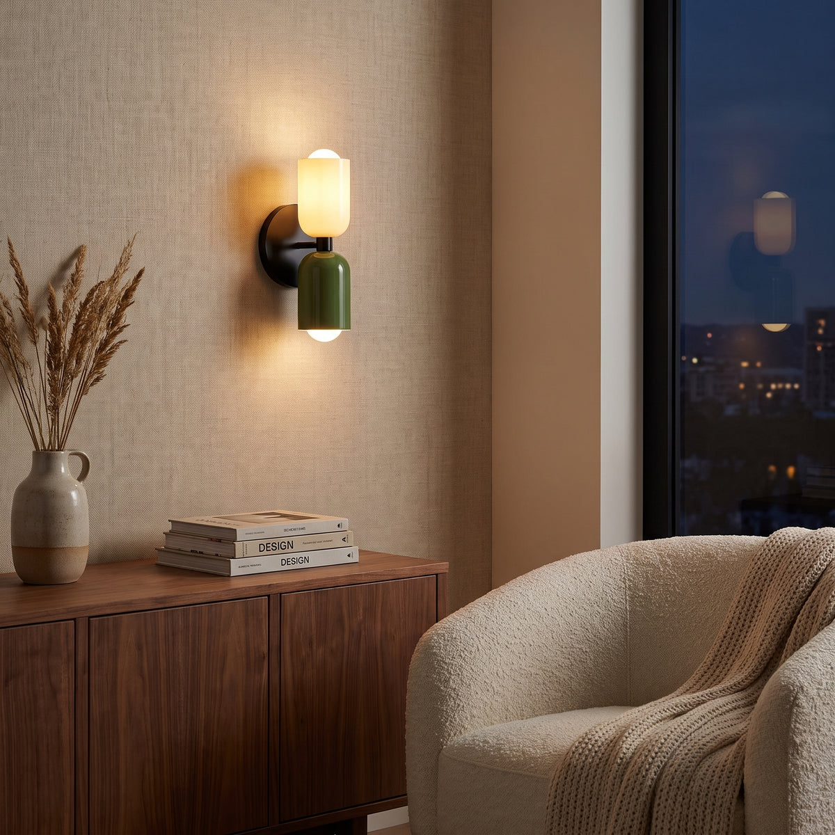 Bicolore color-block double wall lamp - in a living space