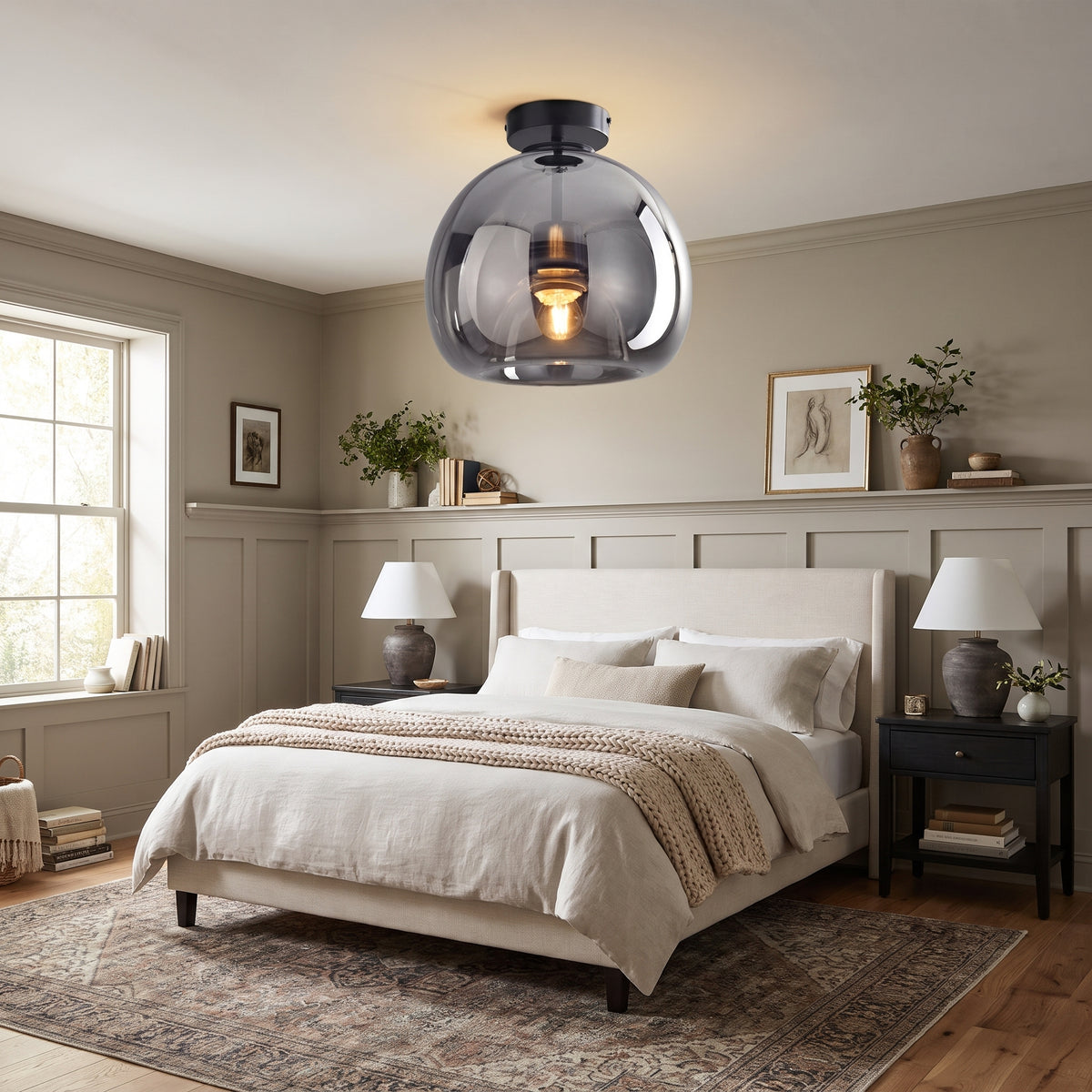 Cloche retro glass ceiling light lifestyle 2