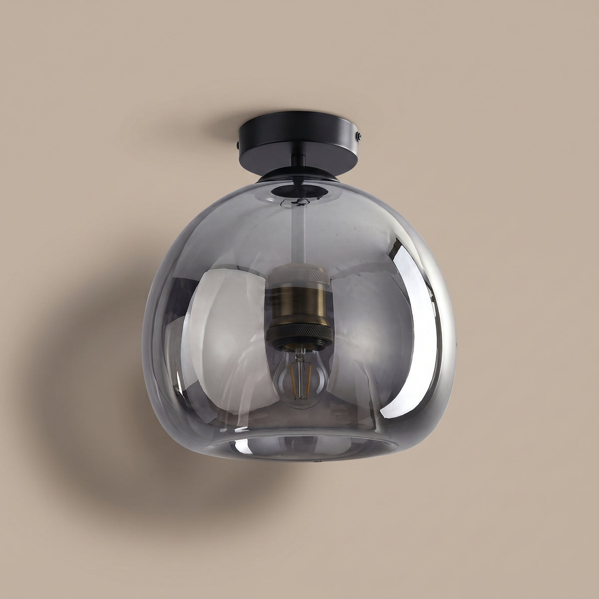 Cloche retro glass ceiling light detail