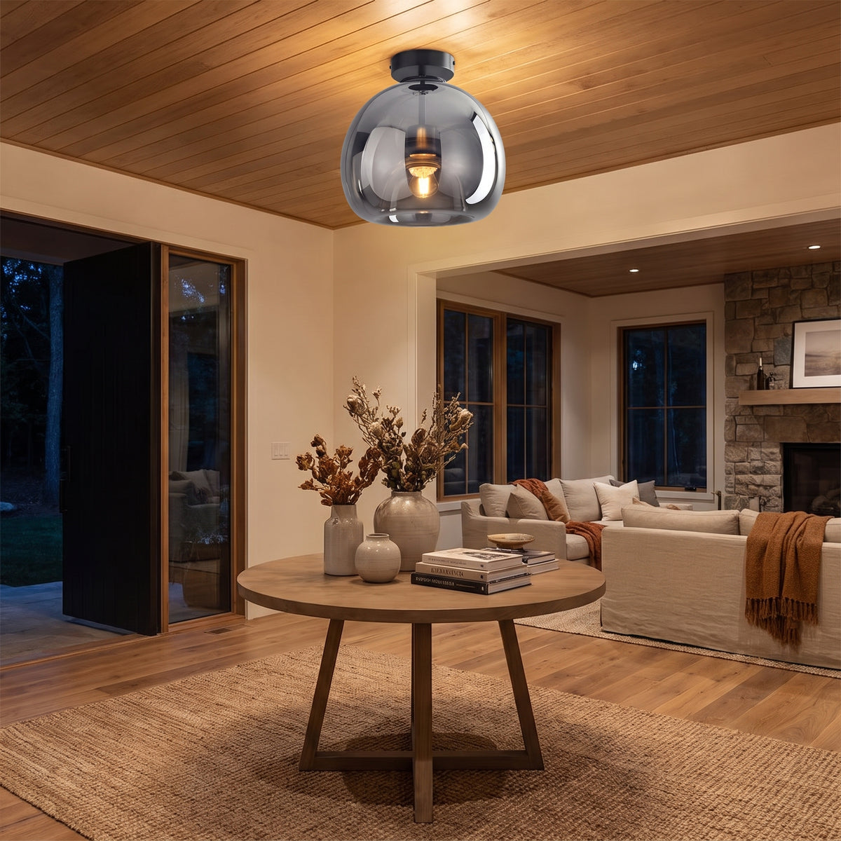 Cloche retro glass ceiling light lifestyle