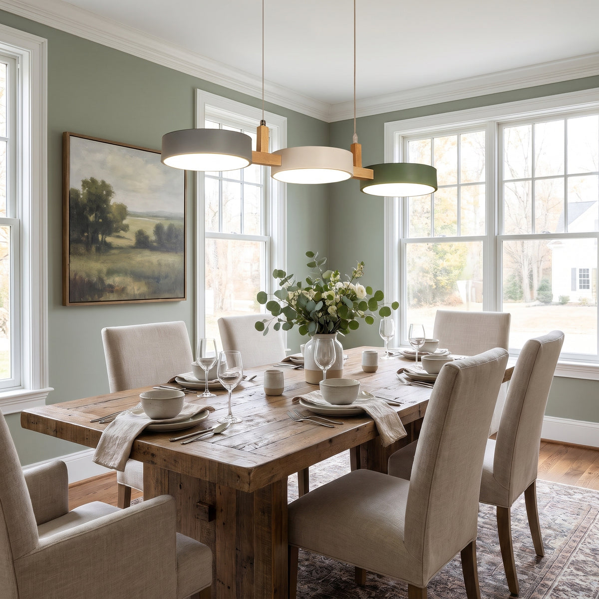 Cylindra multi-cylinder Nordic pendant light in a dining room