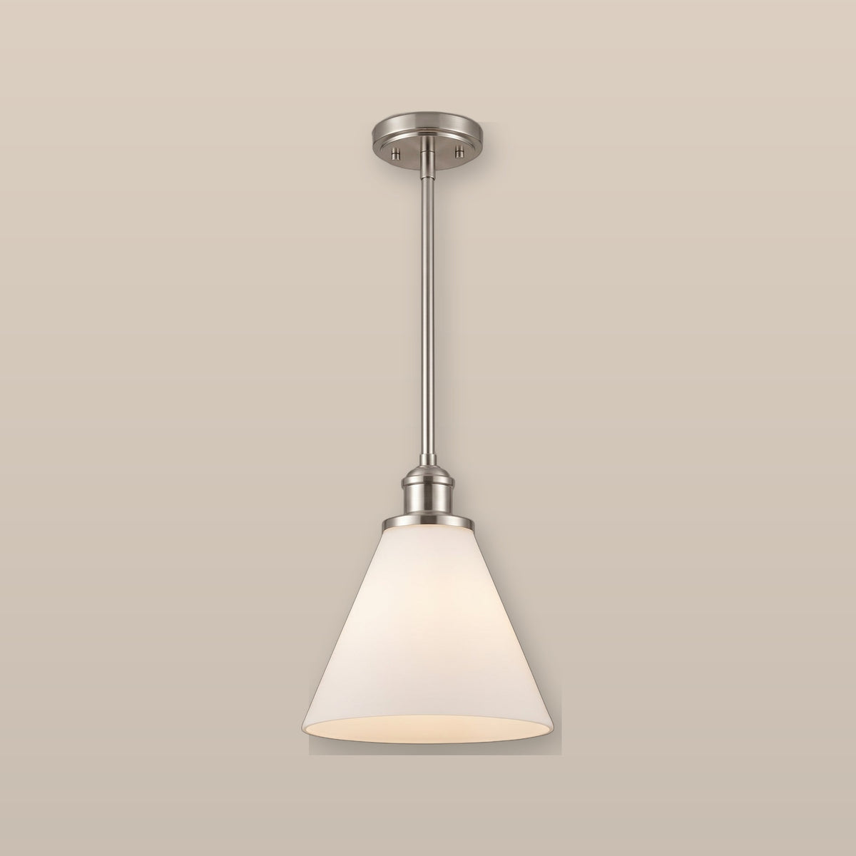 Conia glass cone pendant light - Brushed Nickel