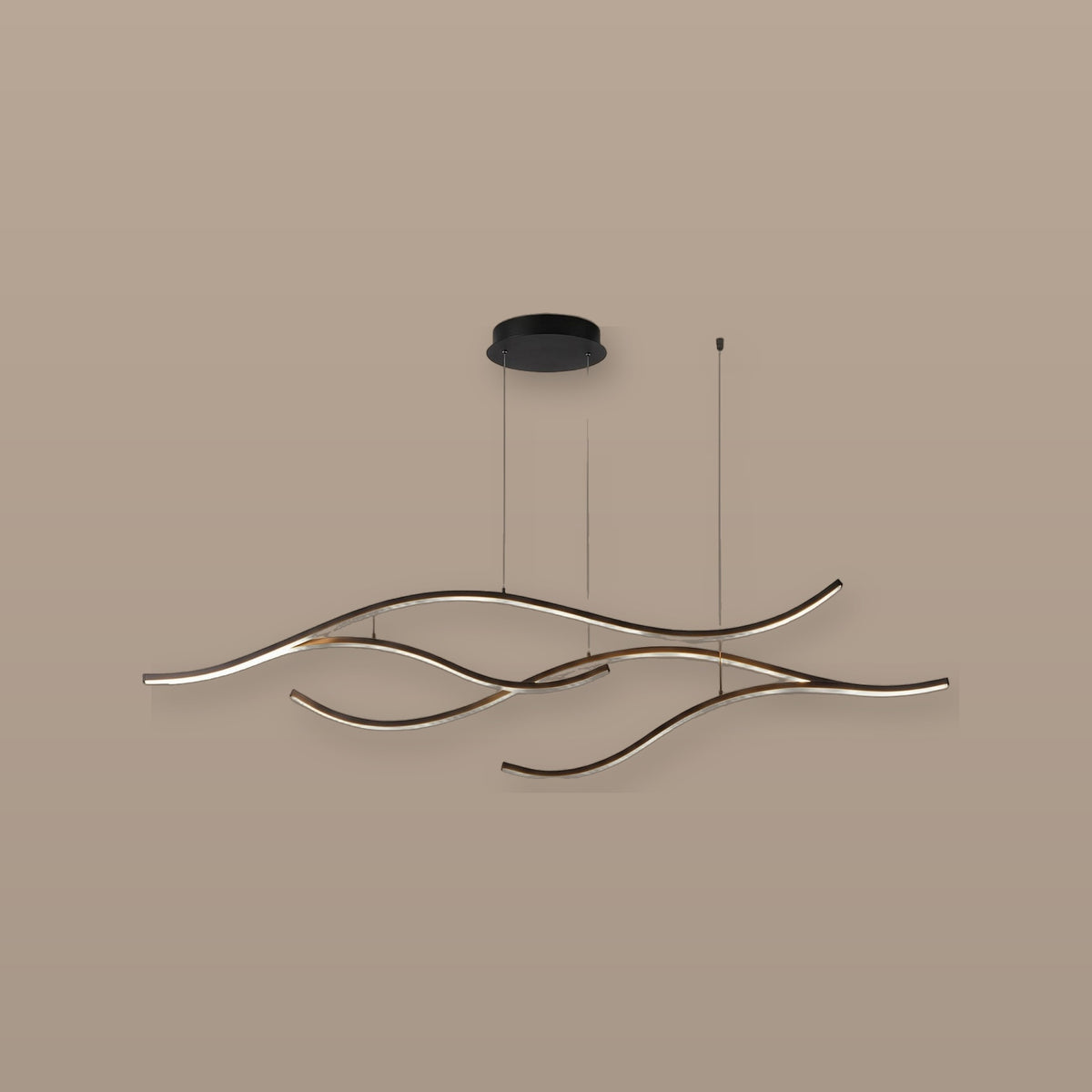 Soffio linear LED wave pendant light - Black