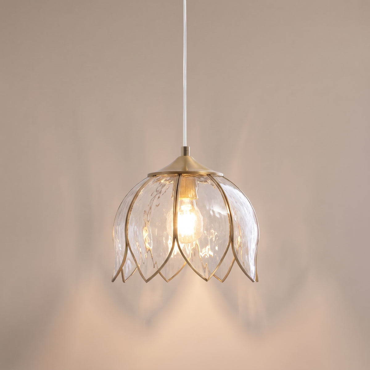 Lotus retro glass lotus pendant light - Clear