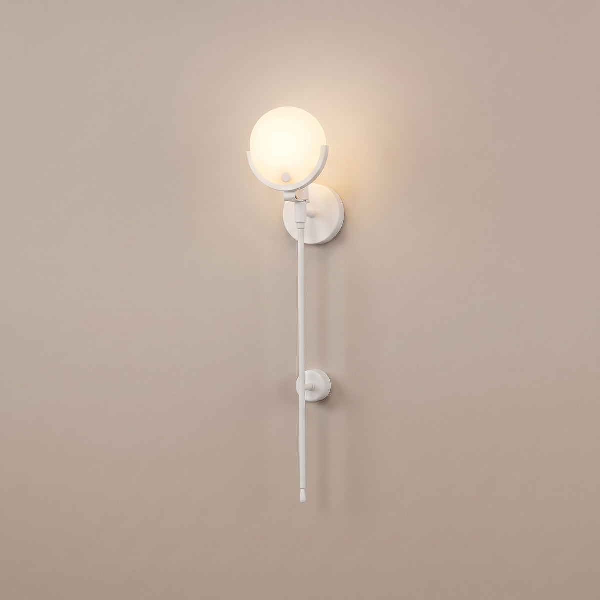 Croissant alabaster globe crescent wall sconce - White finish