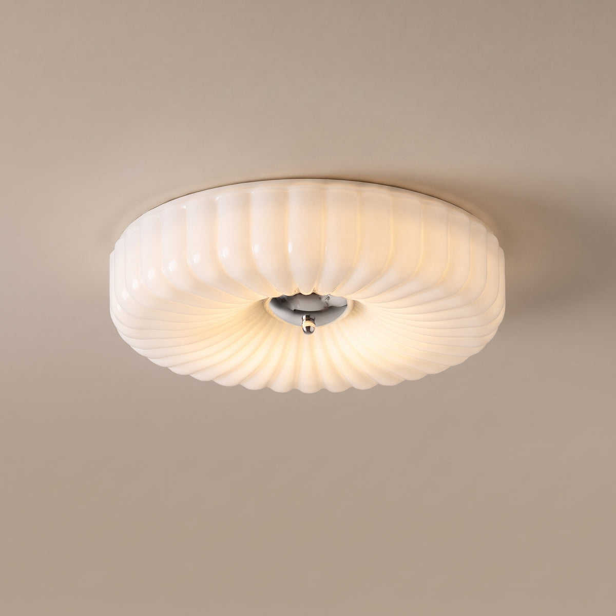 Vague wavy glass flush mount White