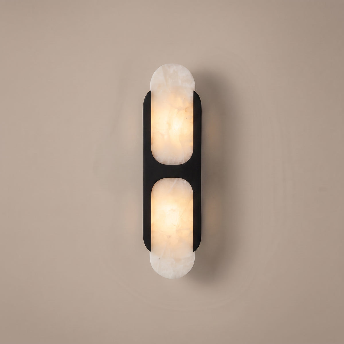 Capsule twin alabaster capsule wall sconce - Black finish