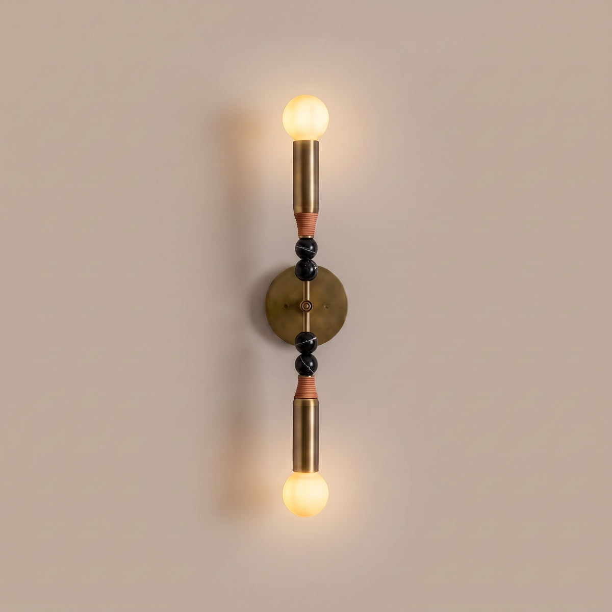 Marbella brass and marble up-down wall sconce - Black Marble