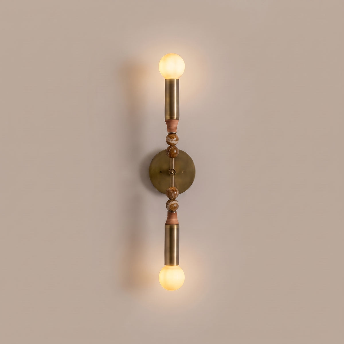 Marbella brass and marble up-down wall sconce - Brown Marble