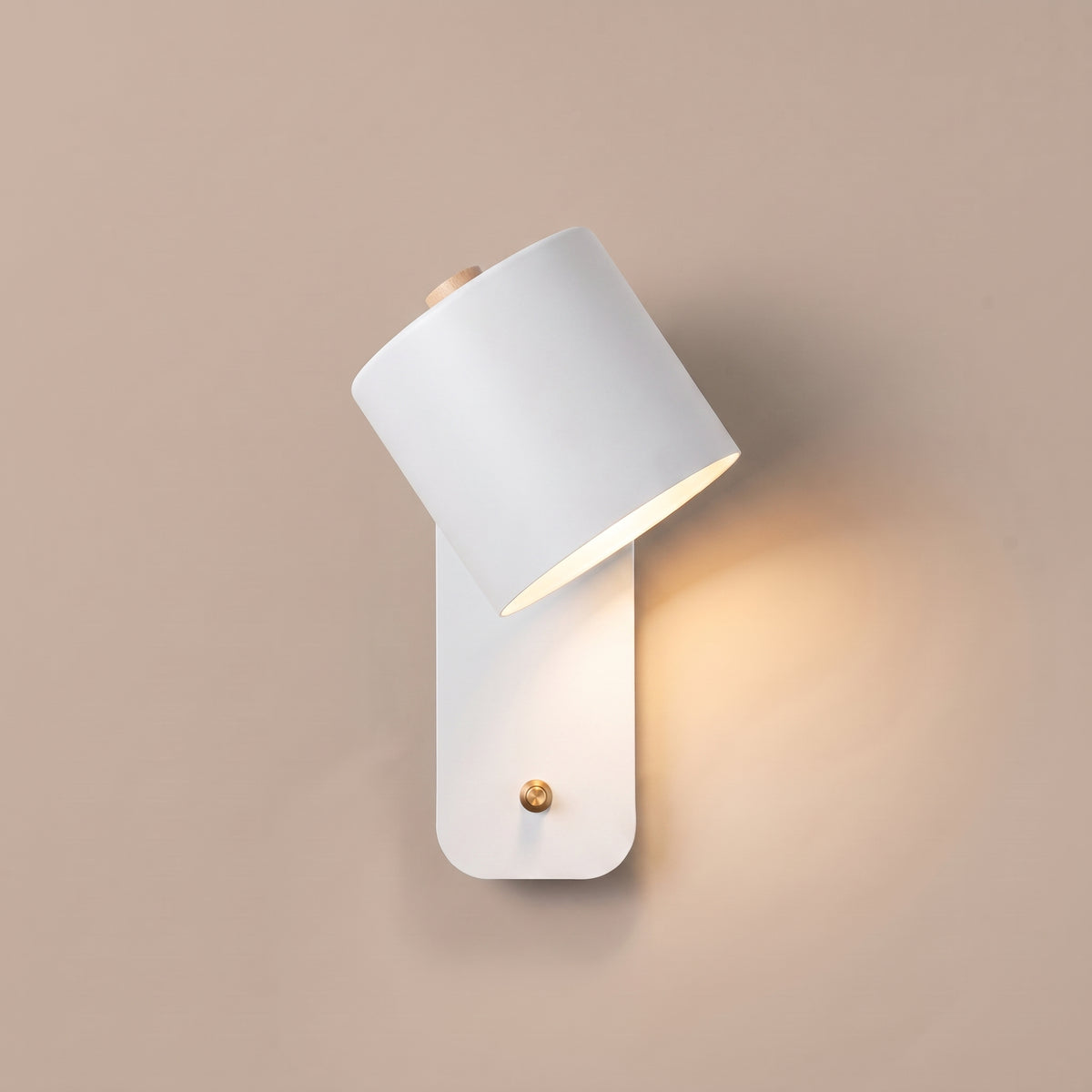 Pivot rotating cylinder wall lamp - White finish