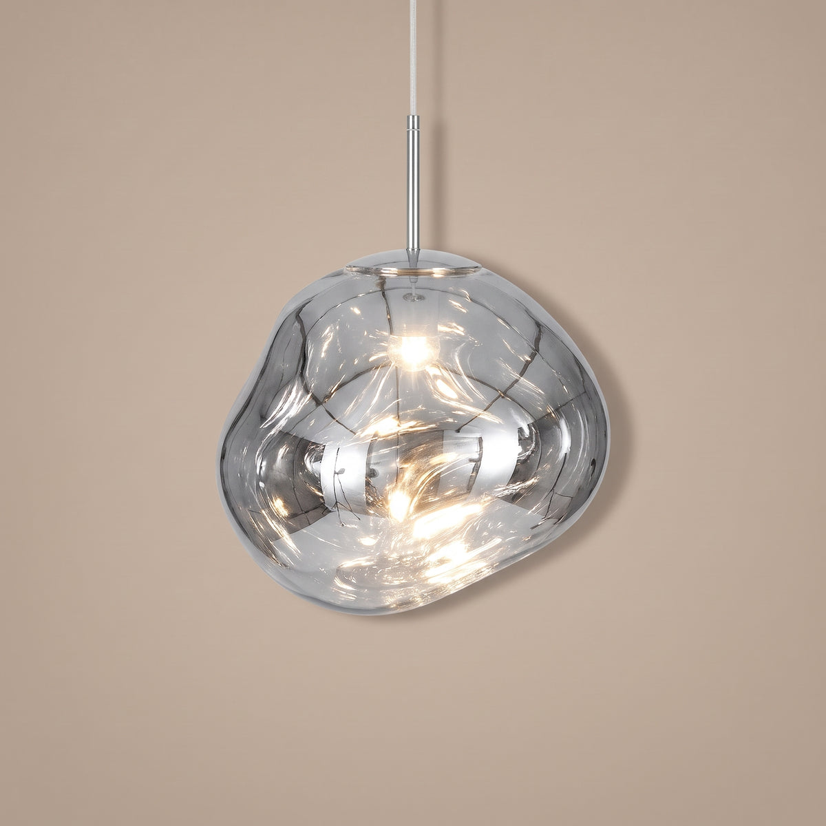 Lave molten metal pendant lamp - Silver