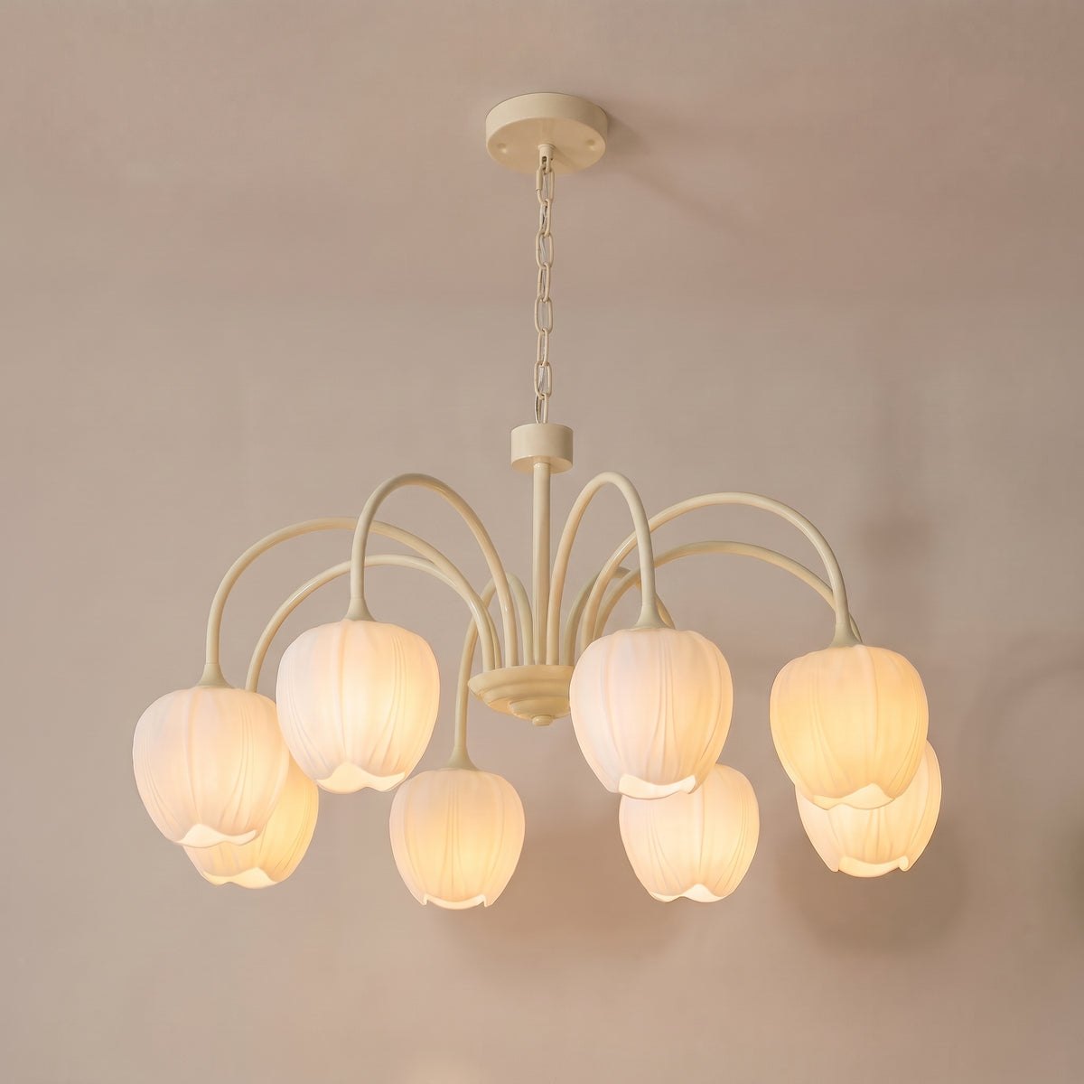 Tulipe tulip glass chandelier Cream