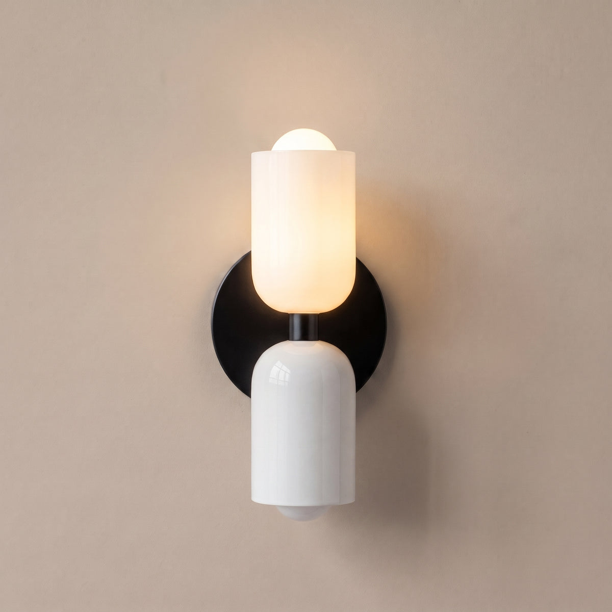 Bicolore color-block double wall lamp - White
