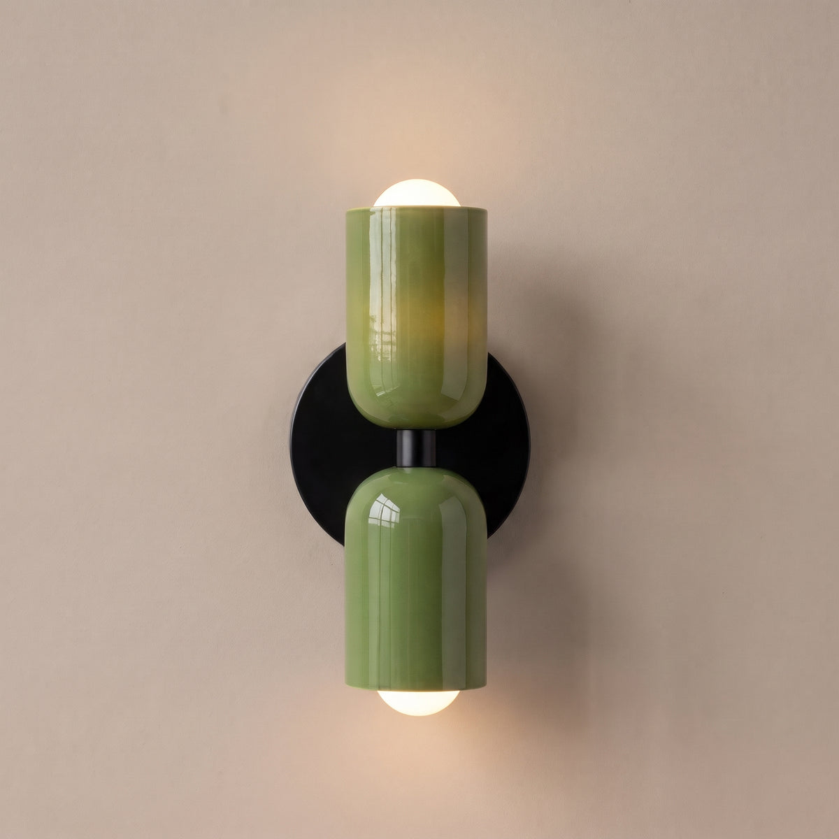 Bicolore color-block double wall lamp - Green