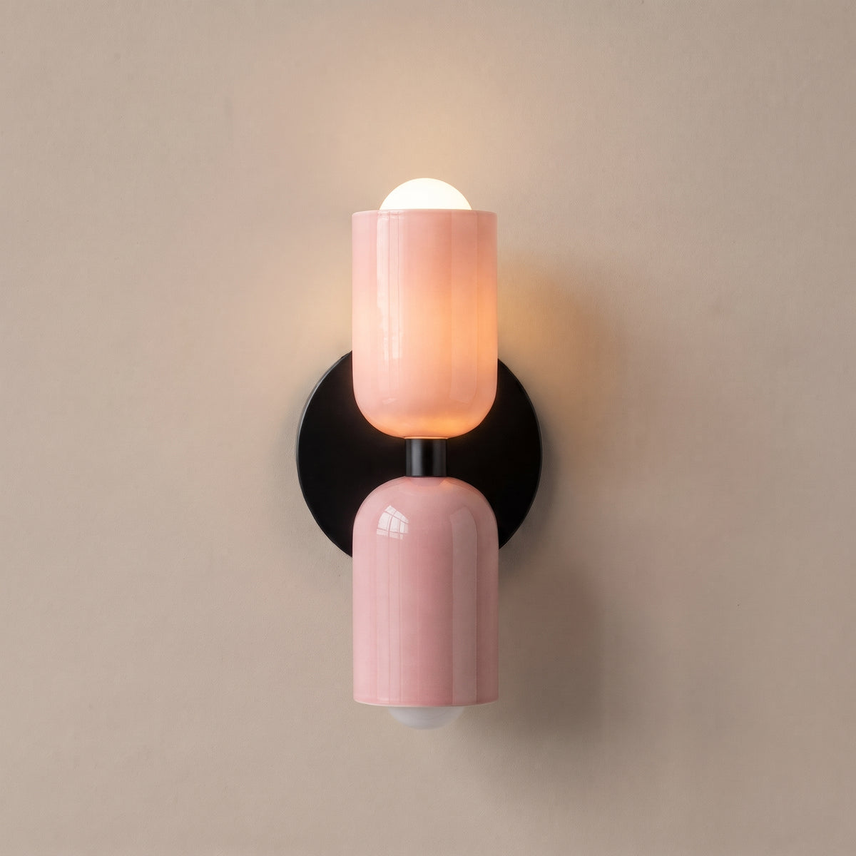 Bicolore color-block double wall lamp - Pink
