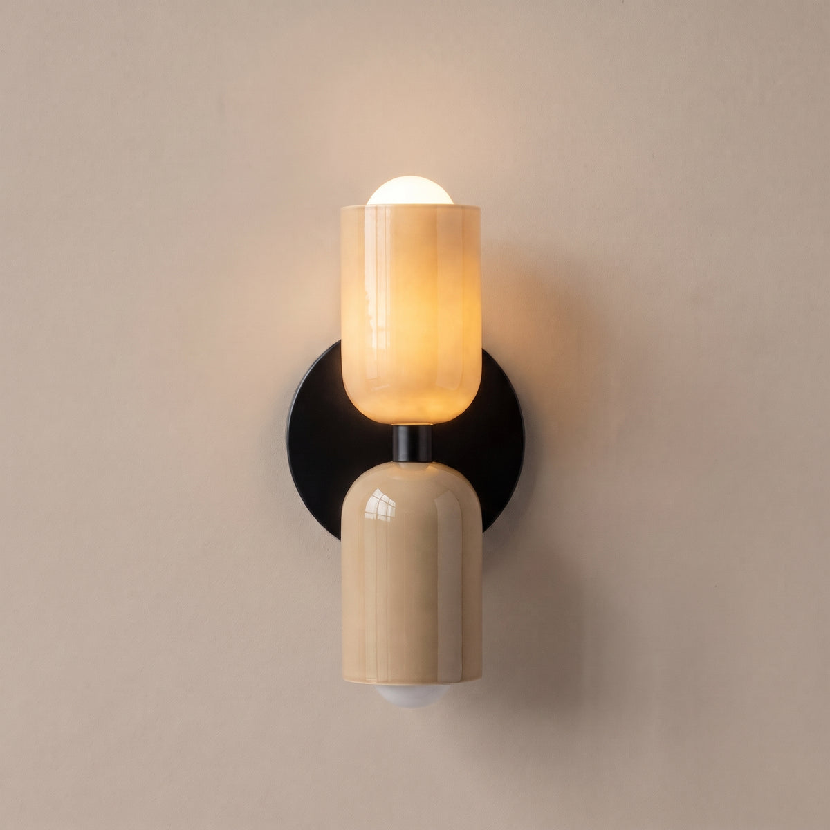 Bicolore color-block double wall lamp - Beige