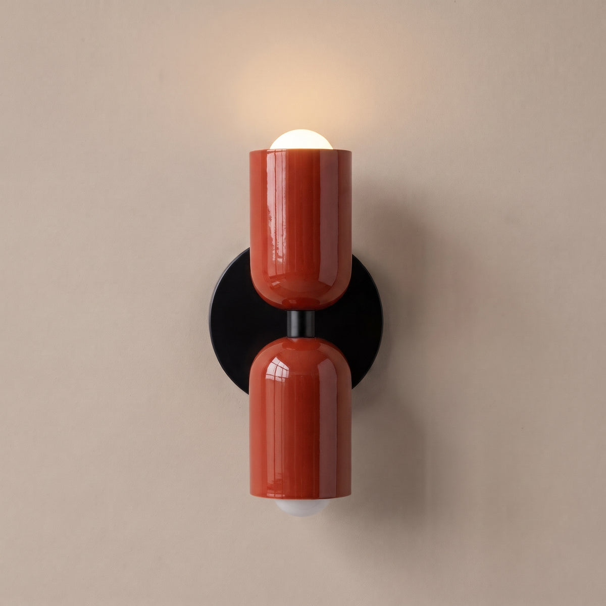 Bicolore color-block double wall lamp - Red