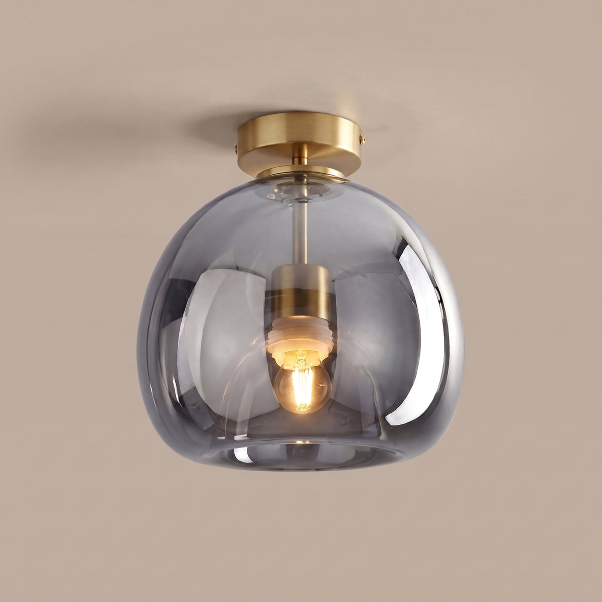 Cloche retro glass ceiling light Gold