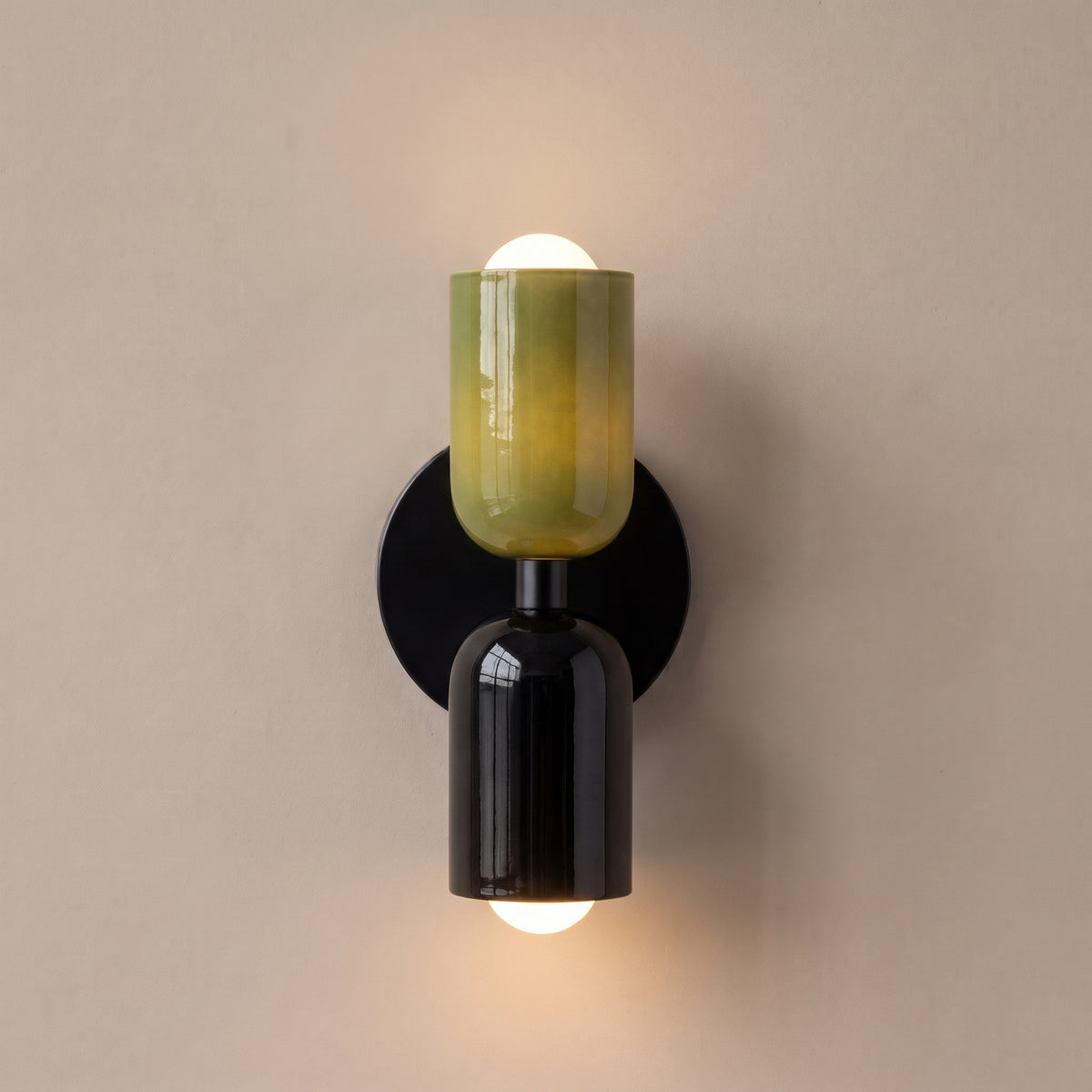 Bicolore color-block double wall lamp - Green & Black