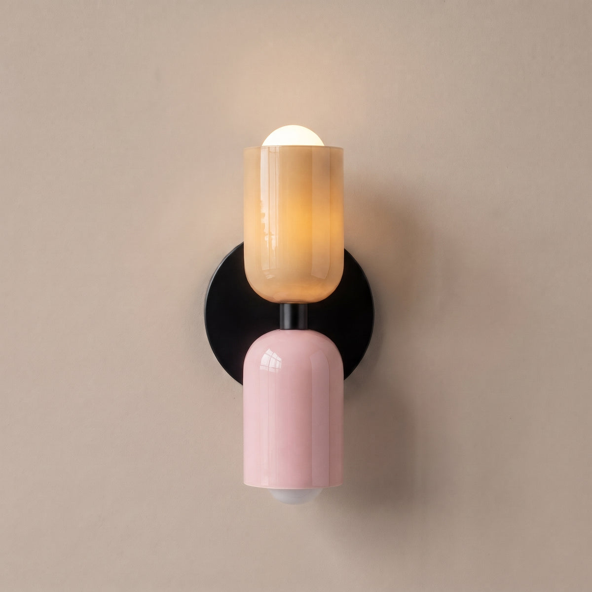 Bicolore color-block double wall lamp - Beige & Pink