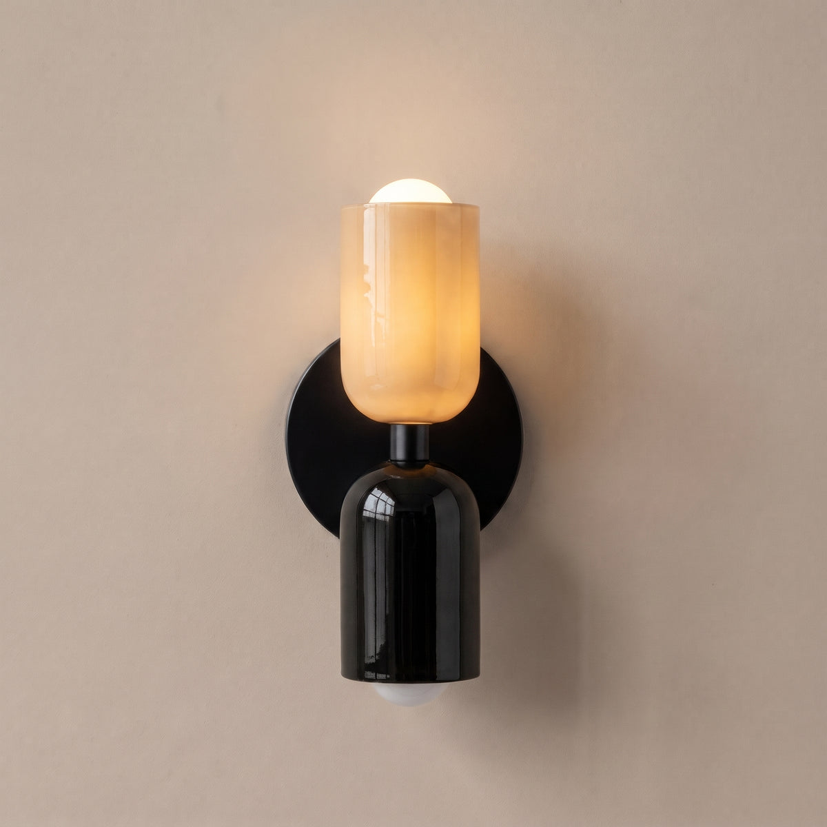 Bicolore color-block double wall lamp - Beige & Black