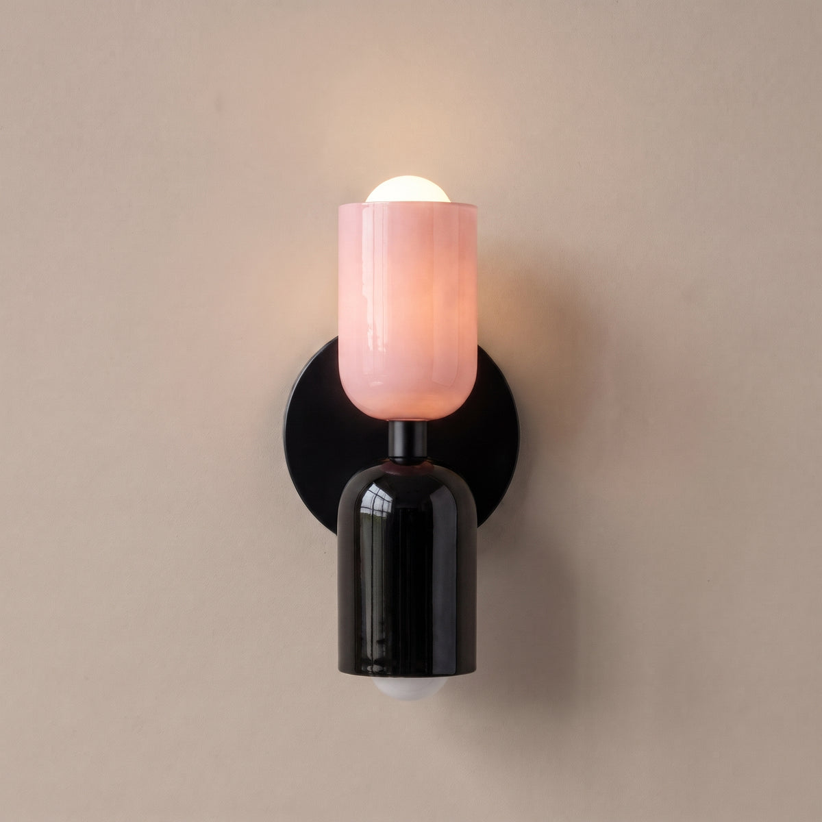 Bicolore color-block double wall lamp - Pink & Black