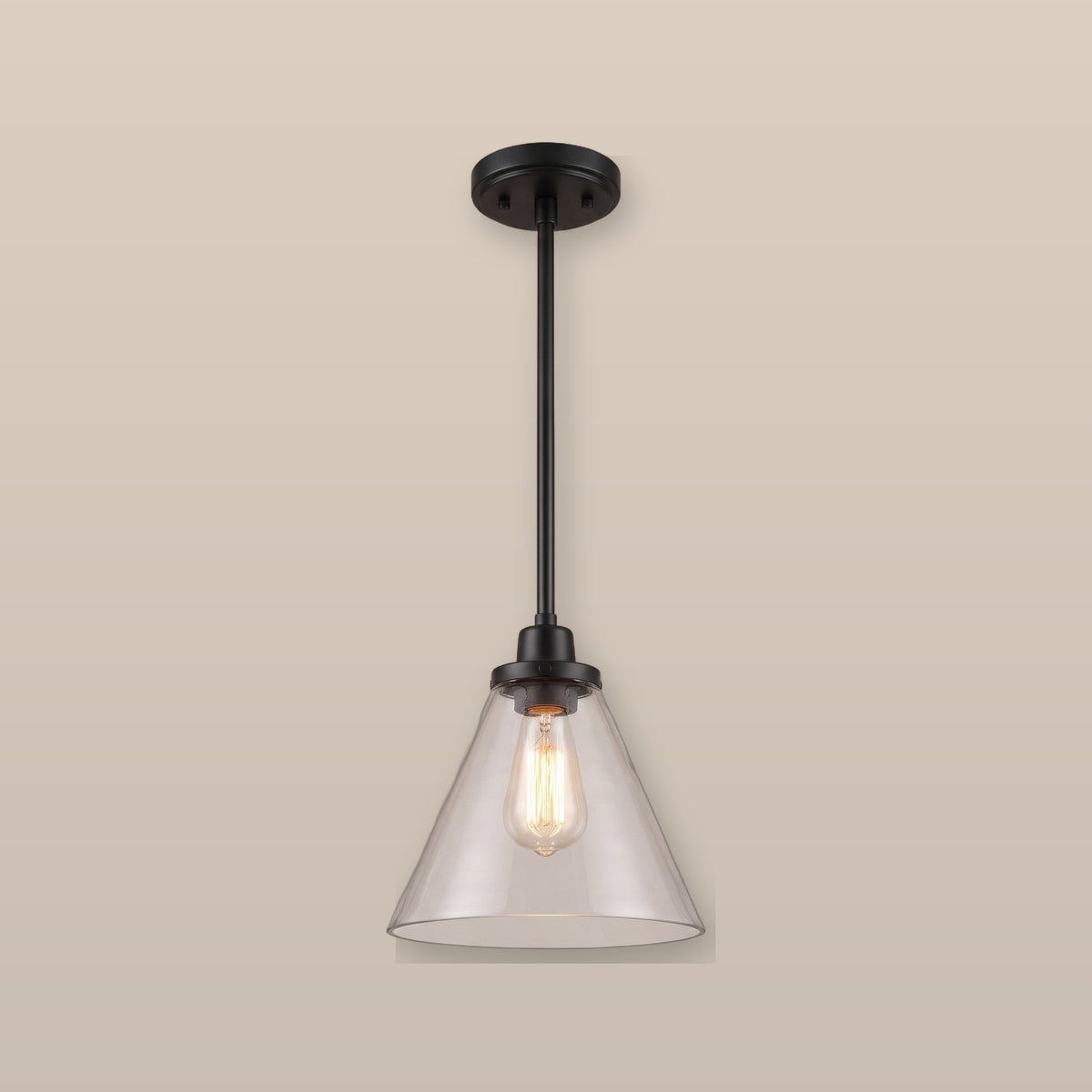 Conia cone pendant light - Clear Glass / Matte Black