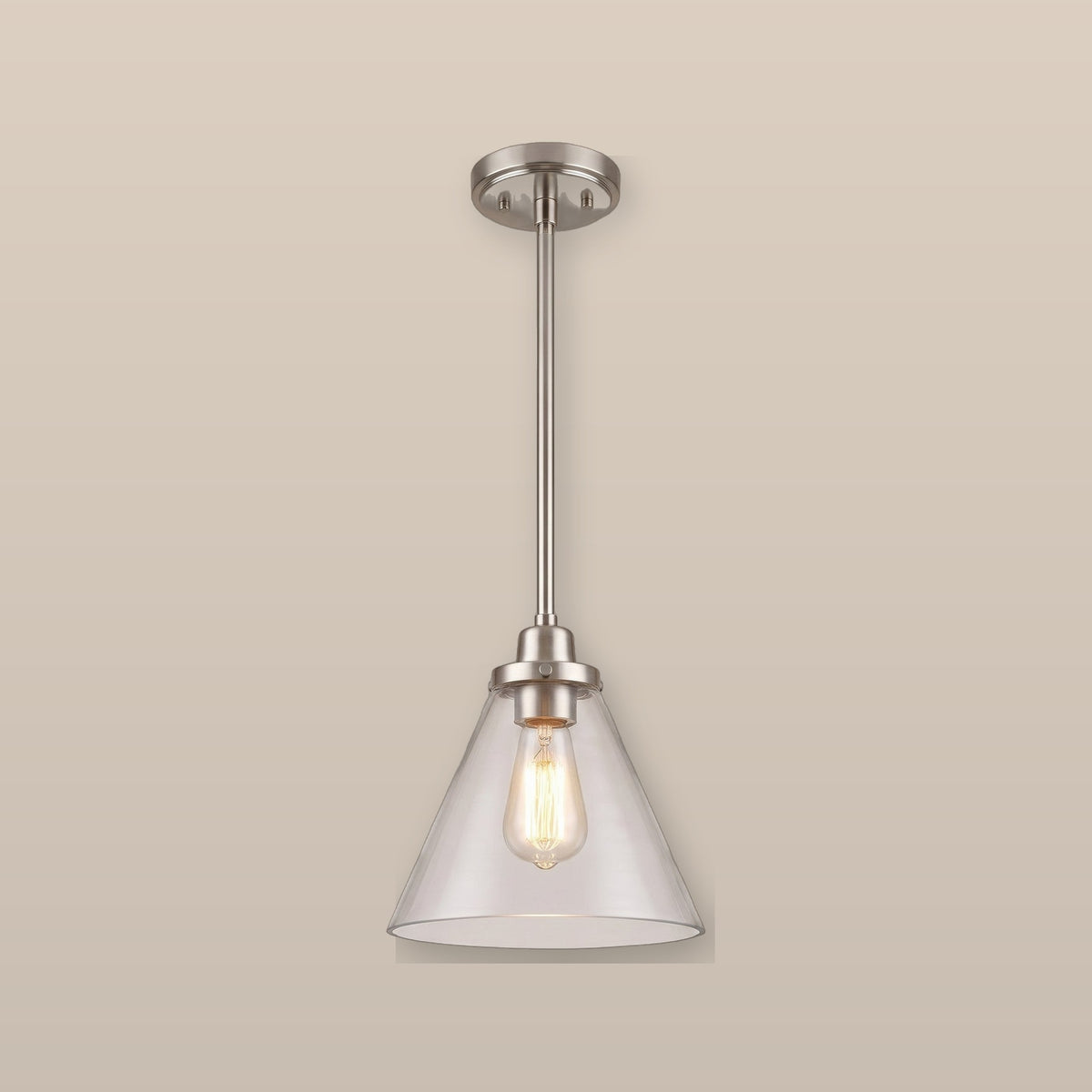 Conia cone pendant light - Clear Glass / Brushed Nickel