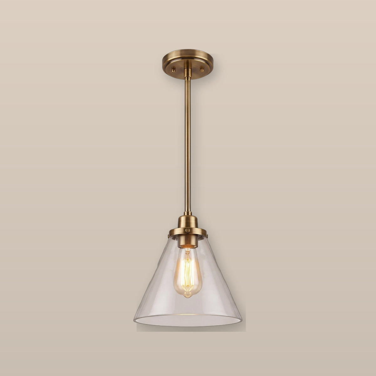 Conia cone pendant light - Clear Glass / Antique Brass