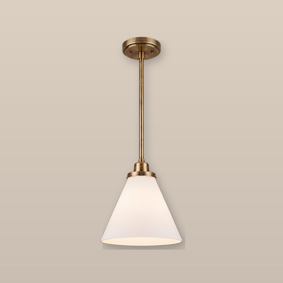 Conia cone pendant light - Milk Glass / Antique Brass
