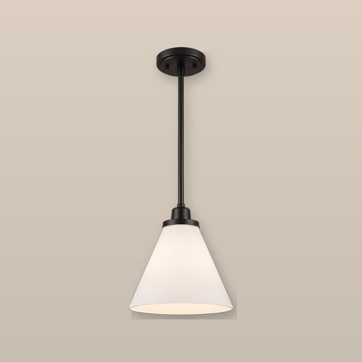 Conia cone pendant light - Milk Glass / Matte Black